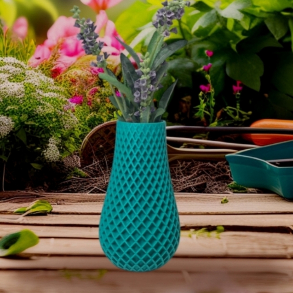 Homemade Beautiful " Vase" (Teal 🩵) 6 inch